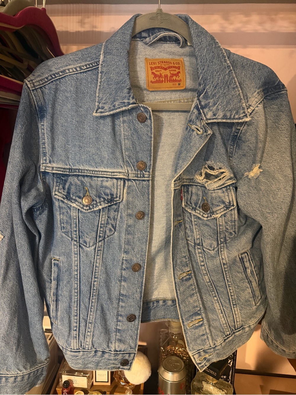 Levi's Light Wash Distressed Denim Jacket - Women's